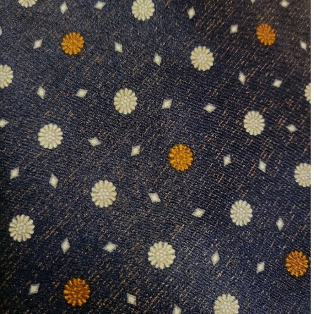 LANVIN Mens Necktie Polkadot Navy Cream Orange France 🇫🇷